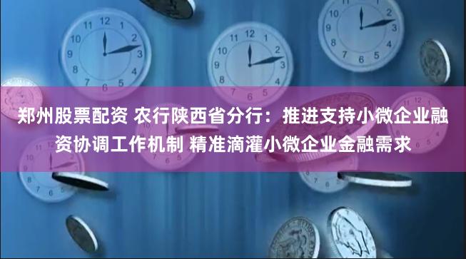 郑州股票配资 农行陕西省分行：推进支持小微企业融资协调工作机制 精准滴灌小微企业金融需求