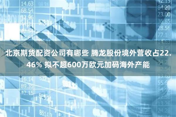 北京期货配资公司有哪些 腾龙股份境外营收占22.46% 拟不超600万欧元加码海外产能